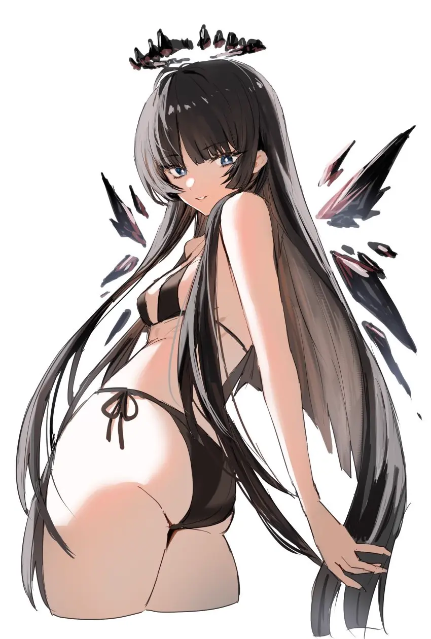 Image 1girls,female,female_only,bikini,ass,arknights,swimsuit,halo,horn/wood,virtuosa_(arknights)
