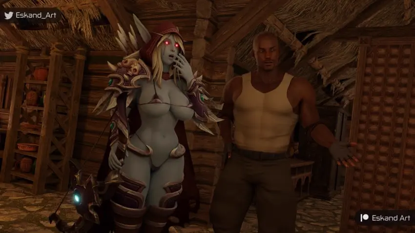 Image 1girls,big_breasts,breasts,female,human,1boy,male,thick_thighs,voluptuous,athletic,dark-skinned_male,dark_skin,interracial,muscular,muscular_male,wide_hips,blonde_hair,voluptuous_female,warcraft,world_of_warcraft,3d,micro_bikini,interspecies,athletic_female,nipple_slip,blizzard_entertainment,blue_skin,undead,human_(world_of_warcraft),forsaken,sylvanas_windrunner,undead_(warcraft),eskandart