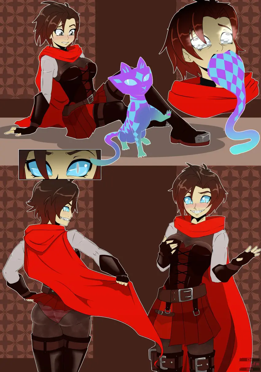 Image 1girls,female,open_mouth,smile,male,oral,panties,penetration,possession,grabbing_own_breast,rwby,ruby_rose,possessed,body_invasion,cmartist,curious_cat_(rwby),male_in_female_body,oral_possession,checking_out_self