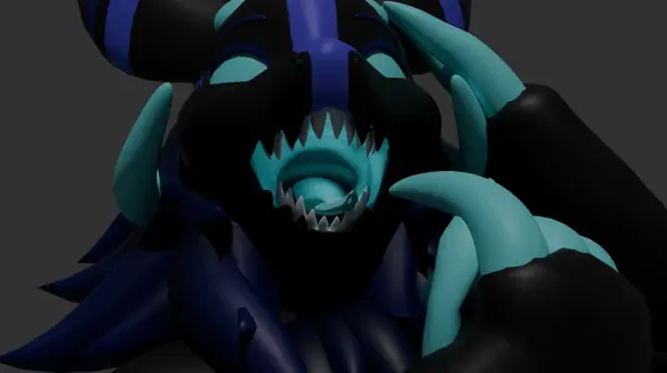 Image open_mouth,solo,male,tongue_out,tongue,teeth,anthro,animated,fur,mammal,claws,horn,fluffy,vore,blender_(software),oral_vore,throat,mouth_shot,caramelion_(artist),kkannonball_(artist),spark_(character),wickerbeast