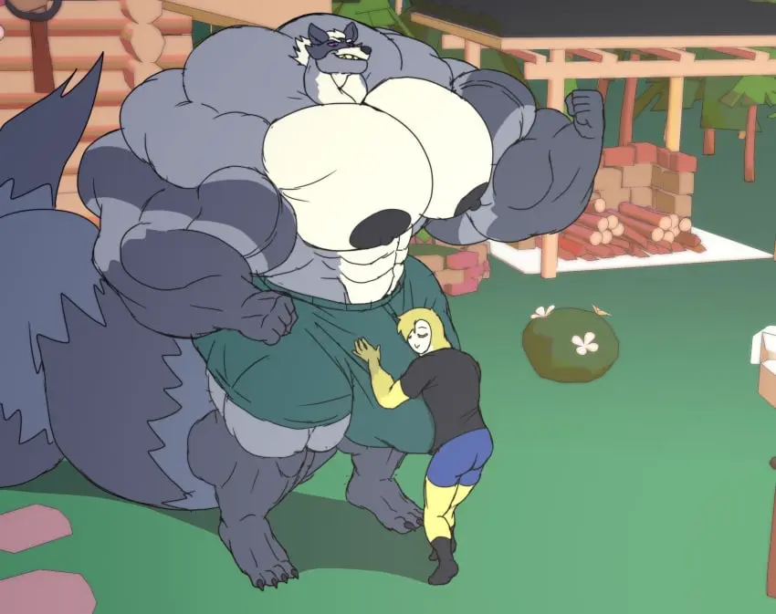 Image clothing,hi_res,nipples,shirt,male,penis,duo,muscular,male/male,feathers,anthro,bulge,fur,genitals,grey_body,grey_fur,mammal,biceps,pecs,shorts,big_nipples,outside,raccoon,avian,bird,owl,big_muscles,plant,tuft,topwear,big_bulge,huge_bulge,hyper,hyper_bulge,t-shirt,black_clothing,bottomwear,big_pecs,grass,procyonid,black_shirt,muscular_arms,muscular_thighs,hug,penis_grab,head_tuft,black_topwear,huge_muscles,grope,flexing,big_biceps,hyper_muscles,hyper_biceps,parttimeyeen_(artist),penis_hug