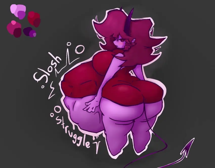 Image 1girls,breasts,female,ass,big_ass,belly,big_belly,purple_skin,onomatopoeia,vore,vore_belly,friday_night_funkin,girlfriend_(friday_night_funkin),bellowithjello