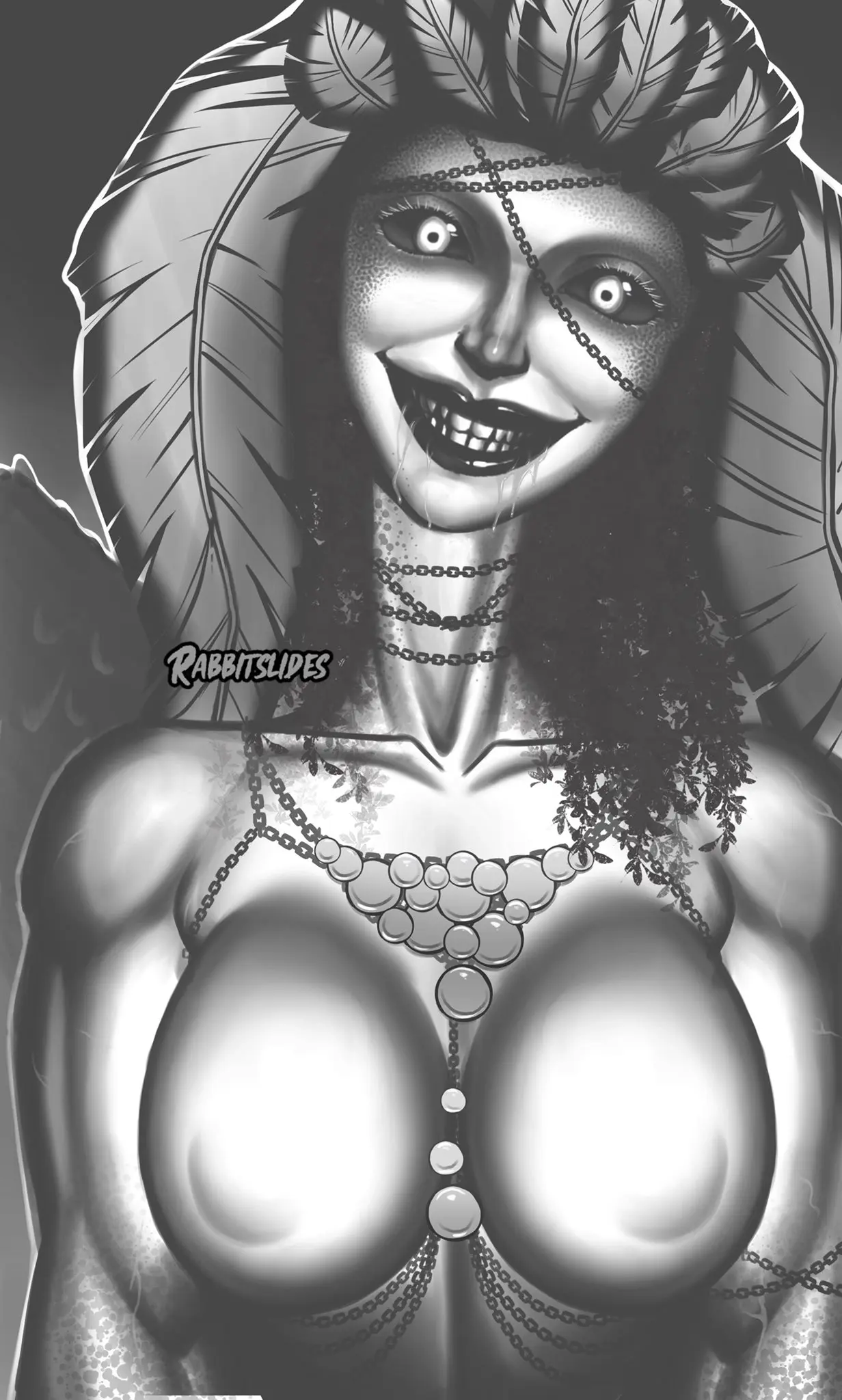 Image 1girls,big_breasts,breasts,female,head_tilt,smooth_skin,solo,muscular,solo_female,drooling,feathered_wings,feathers,wings,monster,monster_girl,mythology,greek_mythology,topless,black_and_white,scales,topless_female,muscular_female,giant_breasts,giantess,black_sclera,creepy,capcom,muscular_arms,veiny,no_nipples,tits_out,creepy_smile,veiny_muscles,veiny_arms,nightmare_fuel,rabbitslides,dragon's_dogma,dragon's_dogma_2,jewelery,jewelry_between_breasts,mythological_sphinx,scaroused,smooth_chest,sphinx,sphinx_(dragon's_dogma)