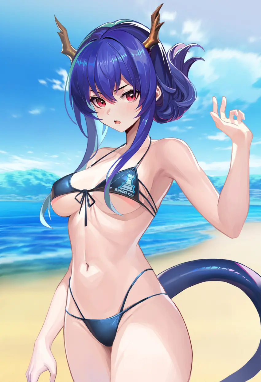 Image 1girls,female,female_only,bikini,arknights,ch'en_(arknights),artist_request,alternate_version_available,alternate_version_at_source