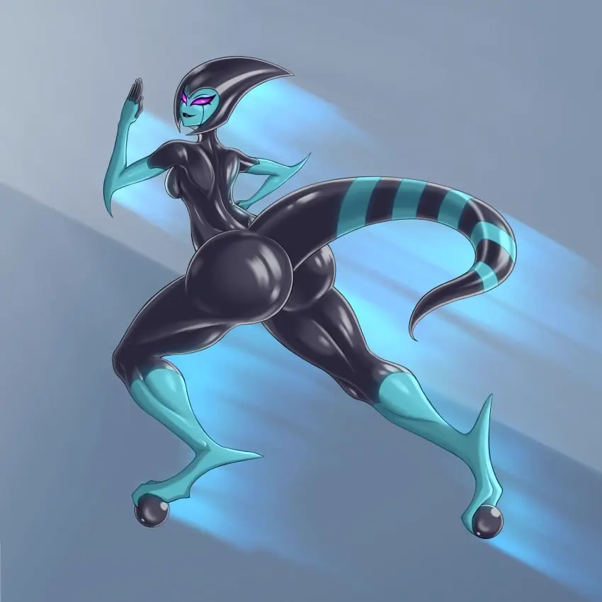 Image female,female_only,looking_at_viewer,solo,tail,big_ass,big_butt,looking_back,solo_female,back_view,speed_lines,alien,alien_girl,motion_blur,striped_tail,ben_10,chaquetrix,movement_lines,kineceleran,knoxxx45,power_display,speedster,super_speed,xlr8
