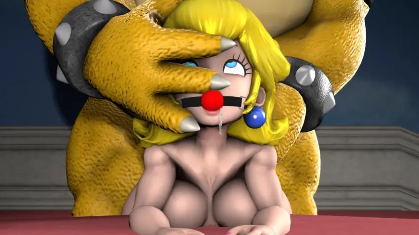 Image 1girls,female,long_hair,standing,1boy,blue_eyes,male,nude,straight,drool,drooling,blonde_hair,naked,vaginal_penetration,vaginal_sex,hair_grab,bed,indoors,mario_(series),3d,bent_over,princess_peach,sfm,ball_gag,gag,bowser,source_filmmaker,super_mario_bros.,hand_on_face,supaphreak