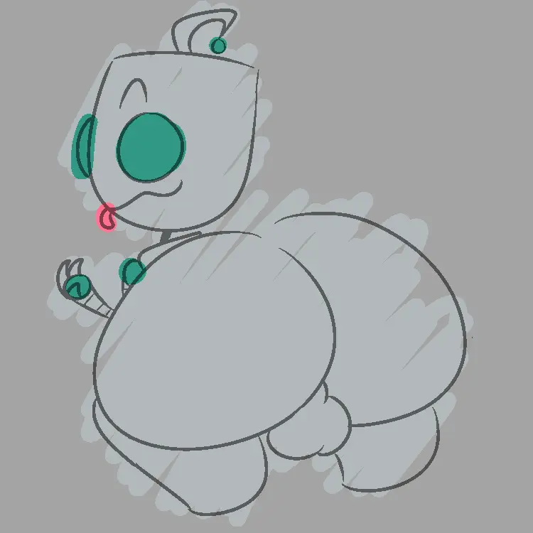 Image solo,1boy,blue_eyes,male,tongue_out,tongue,ass,big_ass,big_butt,huge_ass,huge_butt,looking_back,male_only,balls,fat_ass,thick_ass,thick_butt,butt,1:1,robot,backsack,nickelodeon,fat_butt,gir_(invader_zim),invader_zim,doodle,antennae,blitziebb