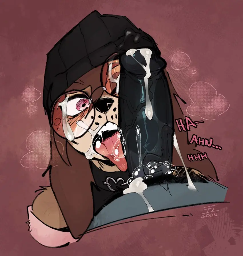 Image clothing,hi_res,cum,cum_on_face,licking,male,oral,penis,tongue_out,tongue,hat,sex,duo,humanoid_penis,headwear,femboy,headgear,hair,anthro,brown_hair,saliva,ambiguous_gender,genital_fluids,bodily_fluids,canid,canine,canis,domestic_dog,genitals,mammal,girly,disembodied_penis,humanoid_genitalia,penile,penis_lick,beanie,floppy_ears,penis_on_face,cum_on_penis,male_(lore),cum_bubble,bubble,male/ambiguous,goon_(goonie_san),levo_(levo_venia),goonie-san