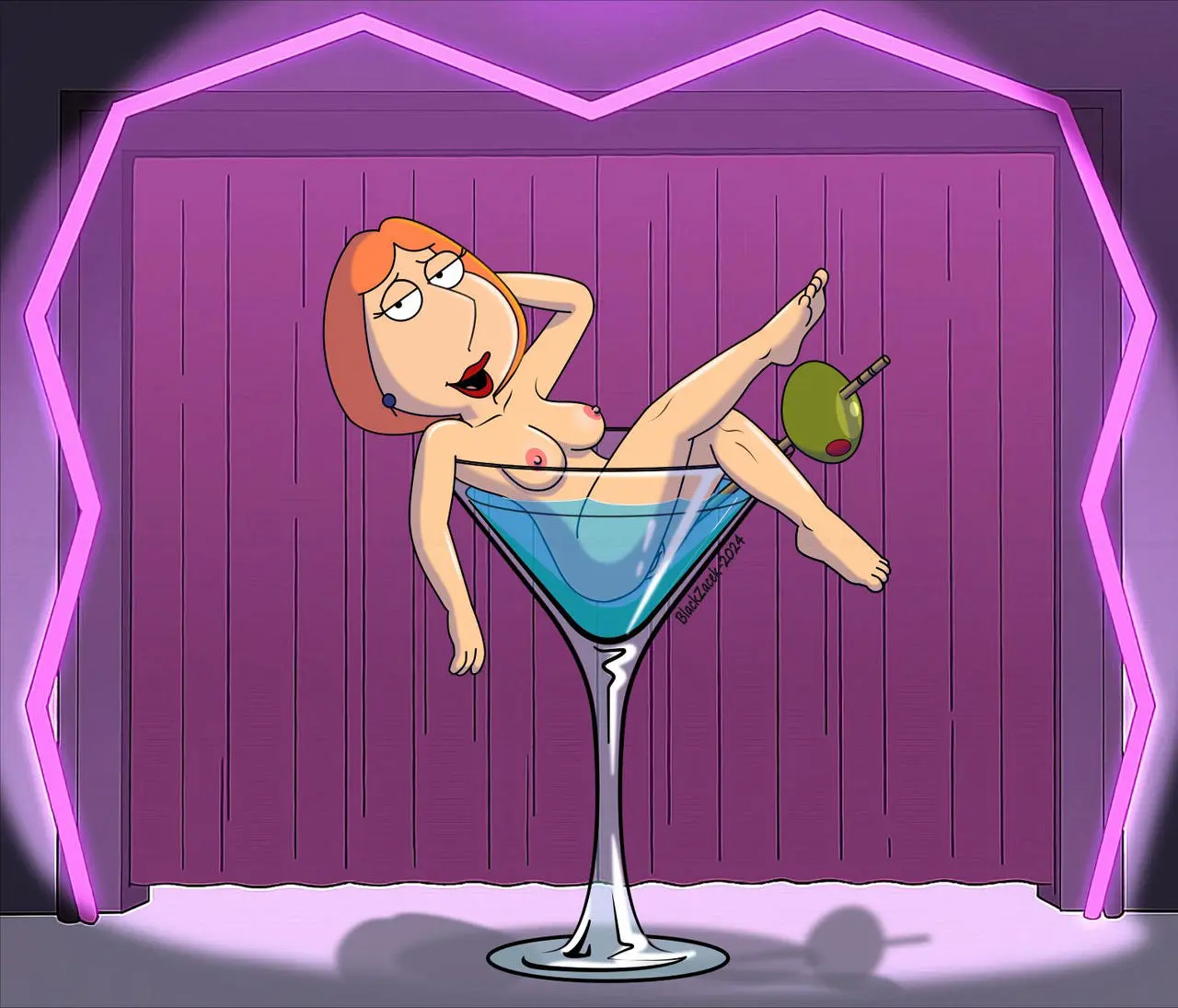 Image breasts,female,accurate_art_style,completely_nude_female,stripper,family_guy,lois_griffin,glass_cup,blackzacek
