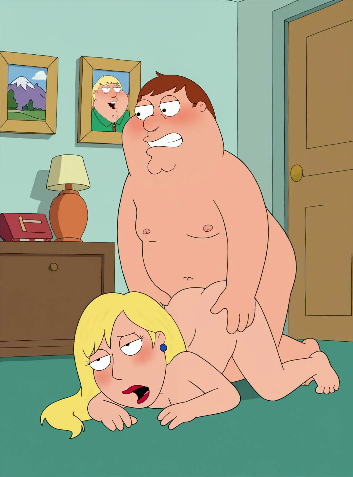 Image 1girls,female,1boy,male,sex,doggy_style,ai_generated,from_behind,blonde_hair,bent_over,all_fours,fat_male,fat,age_difference,living_room,teacher_and_student,family_guy,peter_griffin,connie_d'amico,on_the_floor