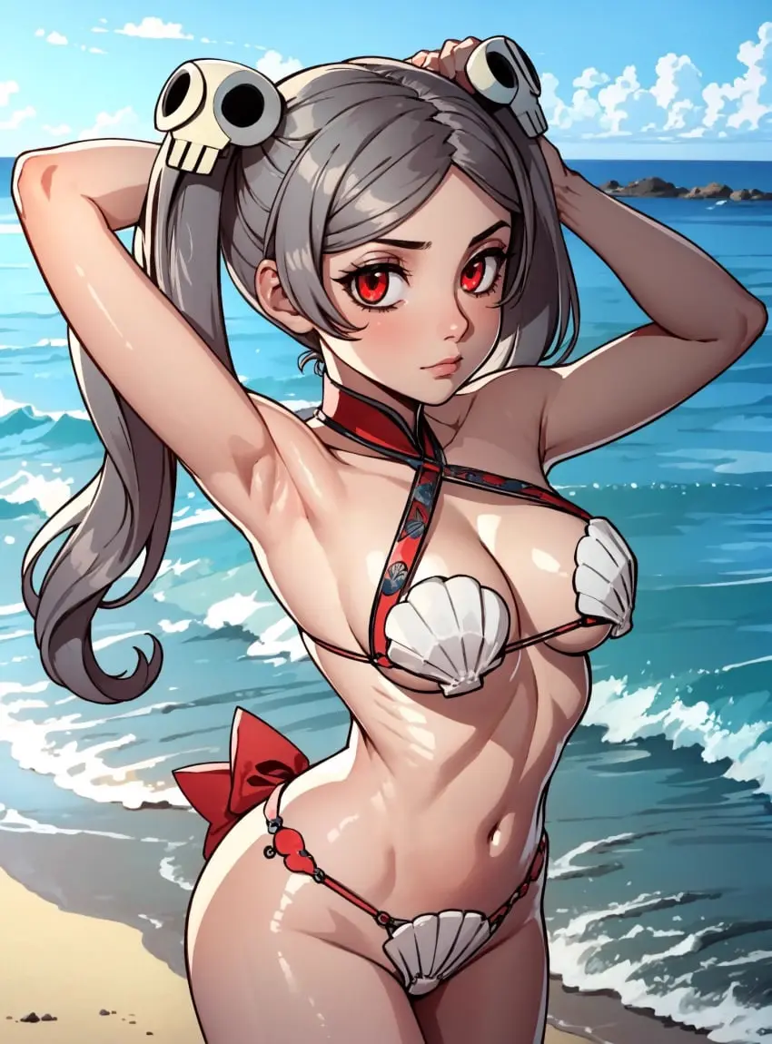 Image female,looking_at_viewer,ai_generated,video_games,skullgirls,makimass_ai,bloody_marie,marie_korbel