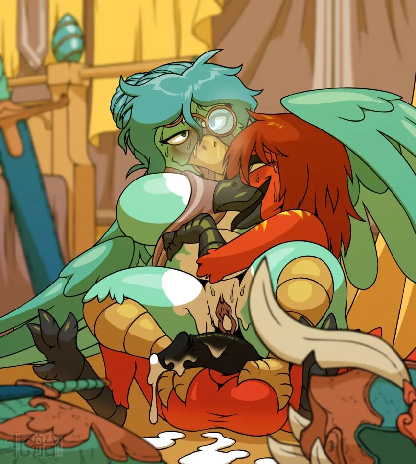 Image blush,breasts,female,hi_res,cum,male,penis,pussy,sweat,yellow_eyes,sex,voluptuous,duo,balls,eyewear,glasses,hair,male/female,feathers,wings,anthro,cum_in_pussy,cum_inside,mythology,reverse_cowgirl_position,slim,curvy_figure,after_sex,european_mythology,greek_mythology,big_balls,genital_fluids,bodily_fluids,genitals,black_body,non-mammal_breasts,huge_balls,half-erect,scales,avian,breath,weapon,animal_genitalia,markings,sheath,mythological_creature,scarf,red_body,armor,black_penis,panting,cum_on_ground,black_scales,sword,exhausted,melee_weapon,looking_up,on_bottom,on_top,winged_arms,eye_markings,red_feathers,mythological_avian,teal_body,teal_hair,mythological_bird,mythological_firebird,afterglow,stylized,bird_princess_(princess_and_conquest),drapes,fylix_aerou_(fylix),kitafune_matsuki,perched,phoenix,princess_and_conquest