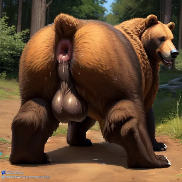 Image male,sweat,ai_generated,male_only,balls,anus,gay,bear,ursid,feral,feral_only,butt_focus