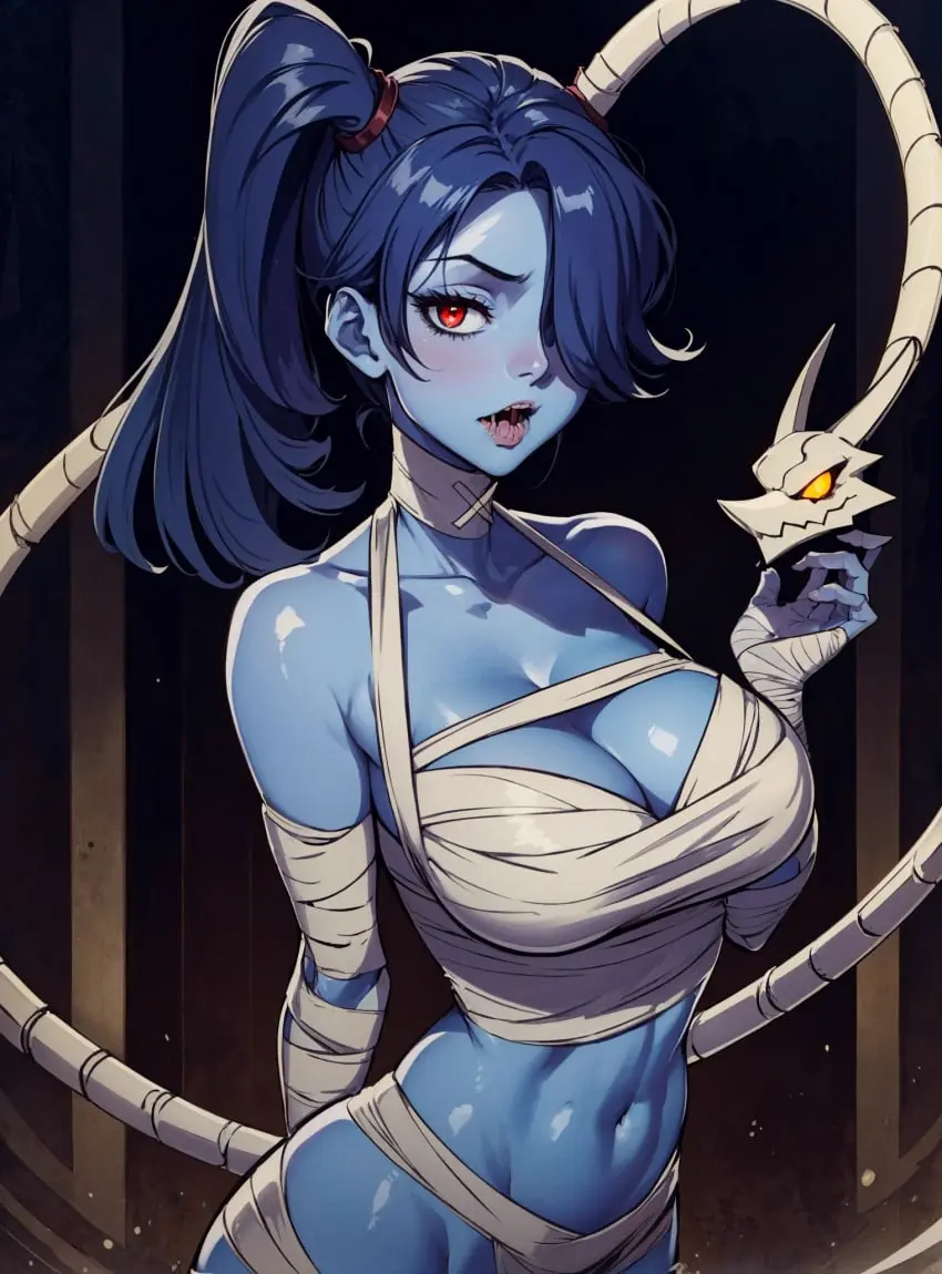 Image female,looking_at_viewer,ai_generated,video_games,skullgirls,squigly,makimass_ai