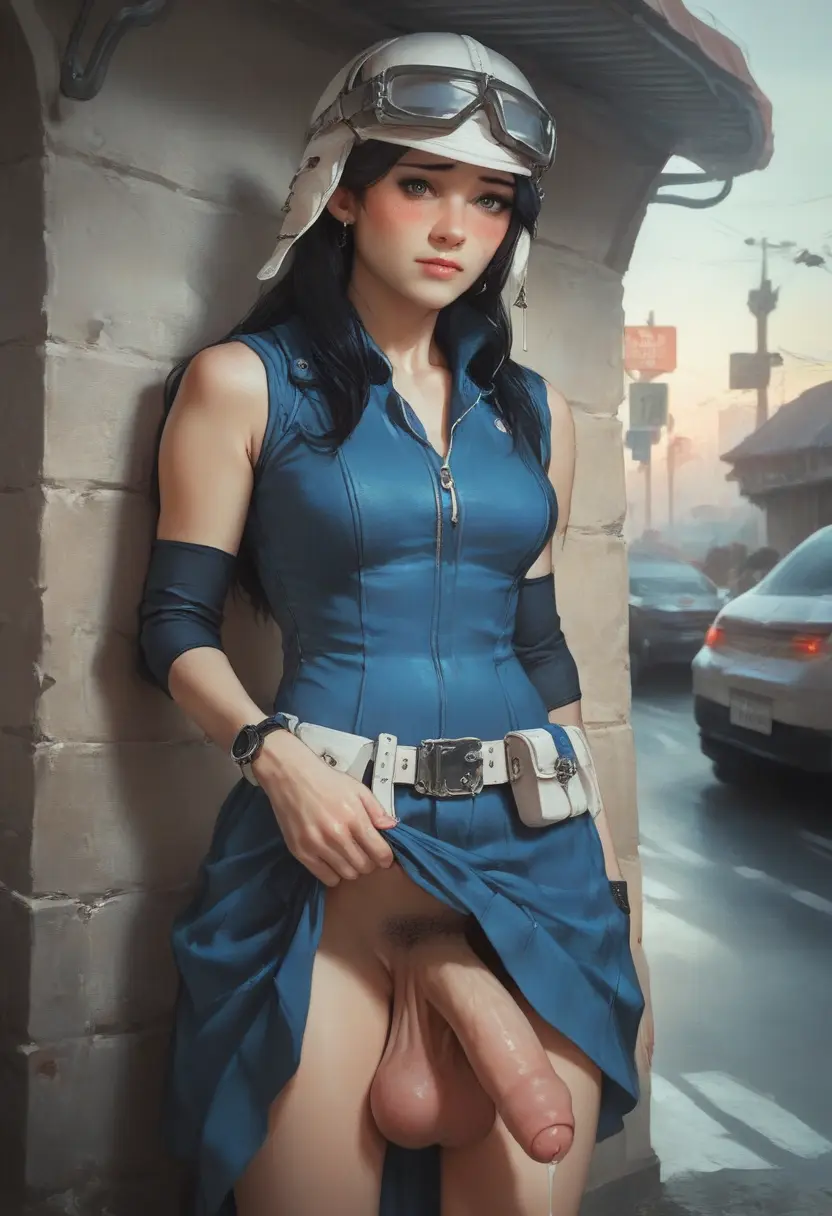 Image breasts,cowboy_shot,long_hair,looking_at_viewer,solo,standing,black_hair,penis,big_penis,earrings,1futa,futanari,intersex,ai_generated,jewelry,nose,balls,medium_breasts,dress,lips,testicles,futa_only,pubic_hair,dress_lift,lifted_by_self,outdoors,realistic,skirt,no_panties,sleeveless,clothes_lift,belt,large_penis,half-erect,goggles,goggles_on_head,skirt_lift,sagging_balls,saggy_balls,watch,car,babski326,bottomless_skirt,shin_megami_tensei,asahi_(shin_megami_tensei_iv_final),motor_vehicle,pouch,shin_megami_tensei_iv_apocalypse,shin_megami_tensei_iv_final,wrist_watch
