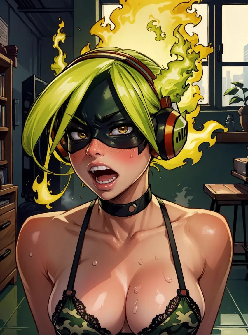 Image female,looking_at_viewer,ai_generated,my_hero_academia,makimass_ai,burnin_(my_hero_academia),moe_kamiji