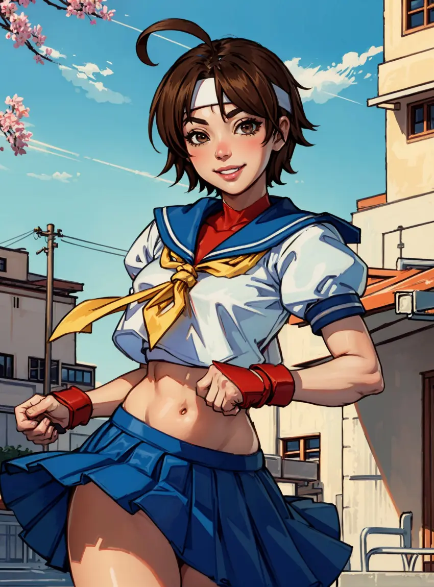 Image female,looking_at_viewer,ai_generated,video_games,street_fighter,sakura_kasugano,makimass_ai