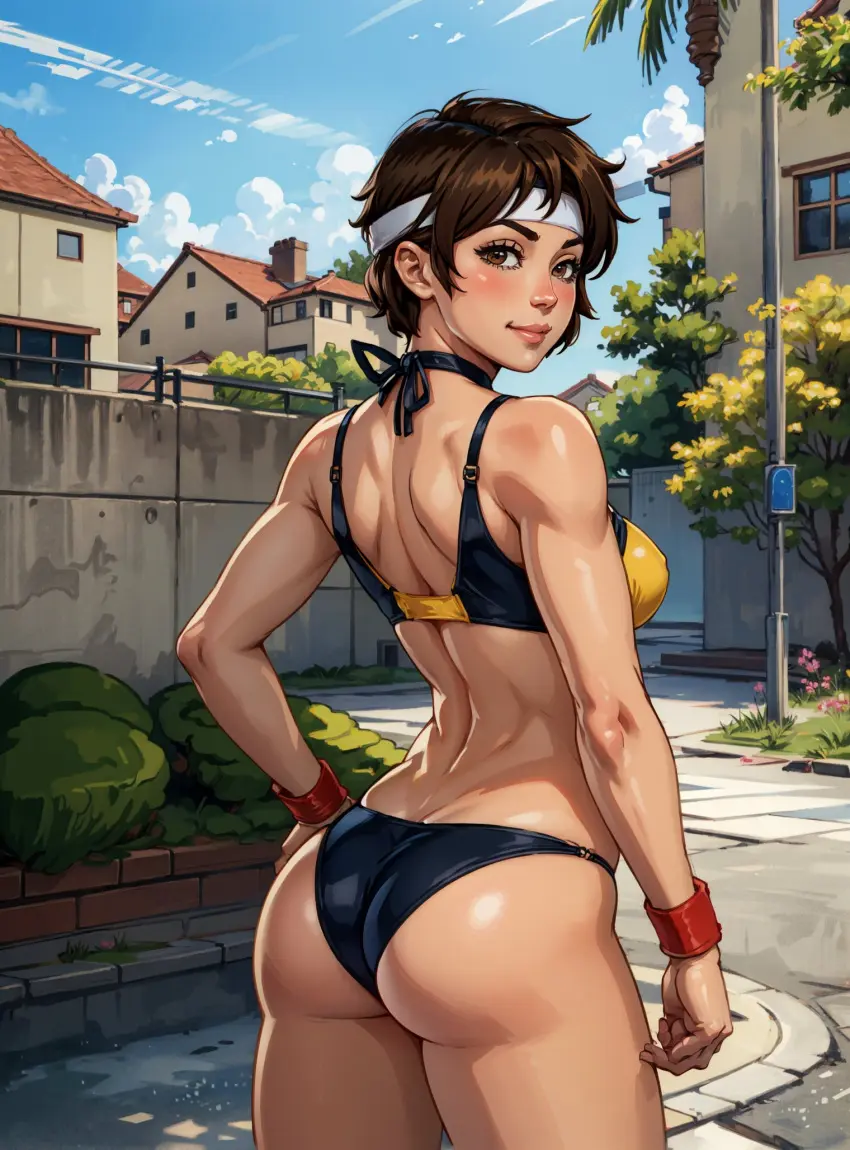 Image female,looking_at_viewer,ai_generated,video_games,street_fighter,sakura_kasugano,makimass_ai
