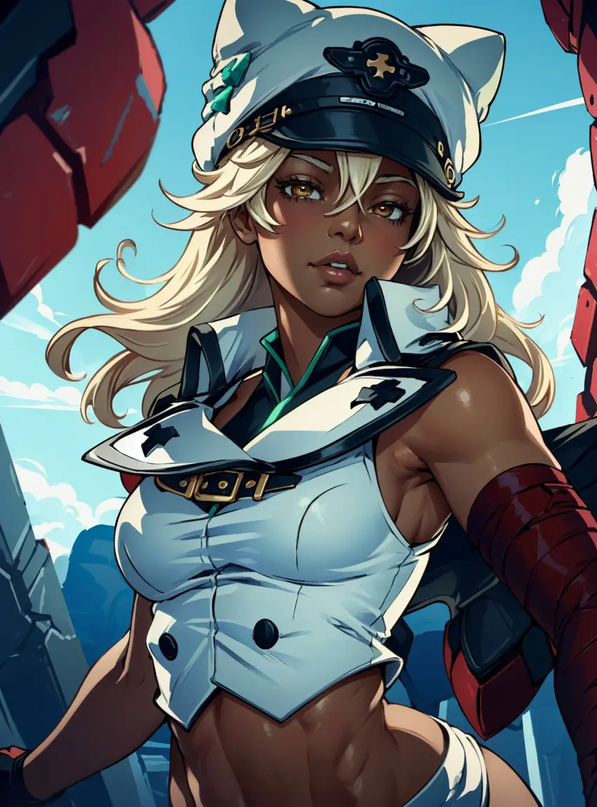 Image female,looking_at_viewer,ai_generated,video_games,guilty_gear,makimass_ai,ramlethal_valentine