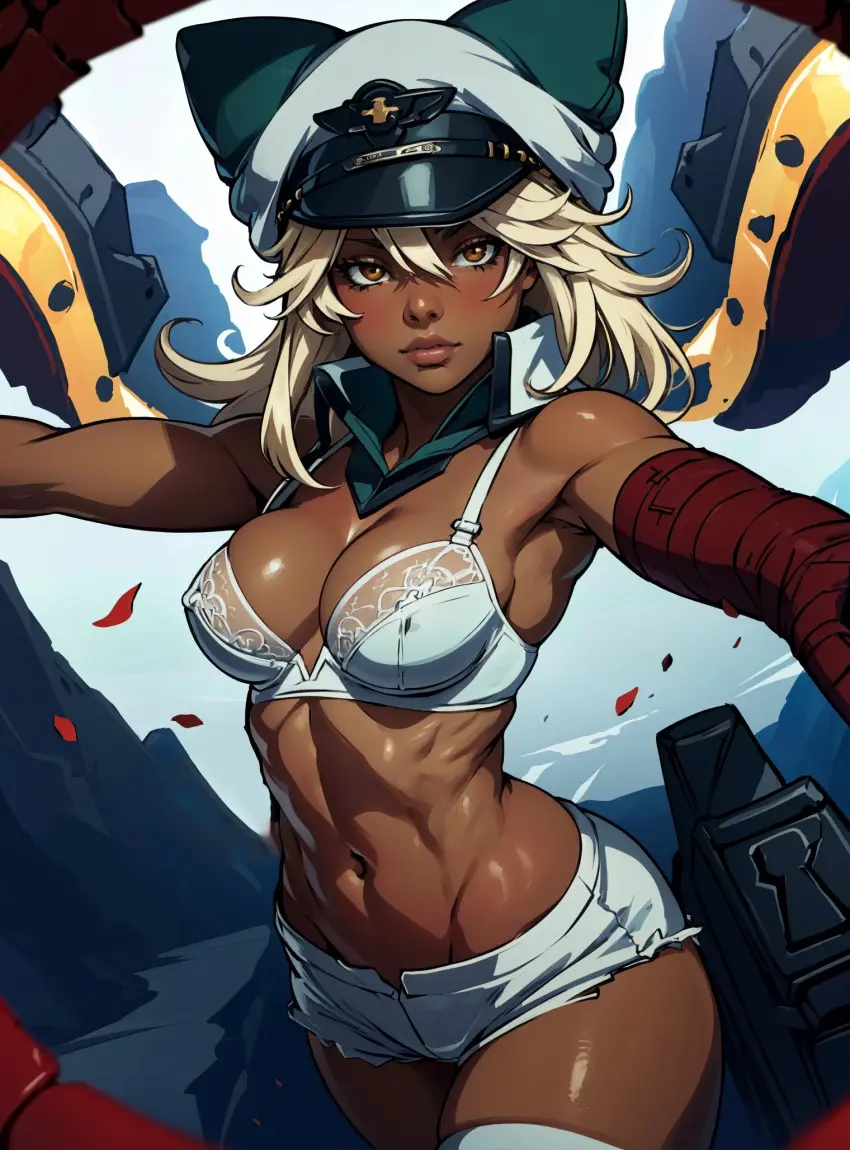 Image female,looking_at_viewer,ai_generated,video_games,guilty_gear,makimass_ai,ramlethal_valentine