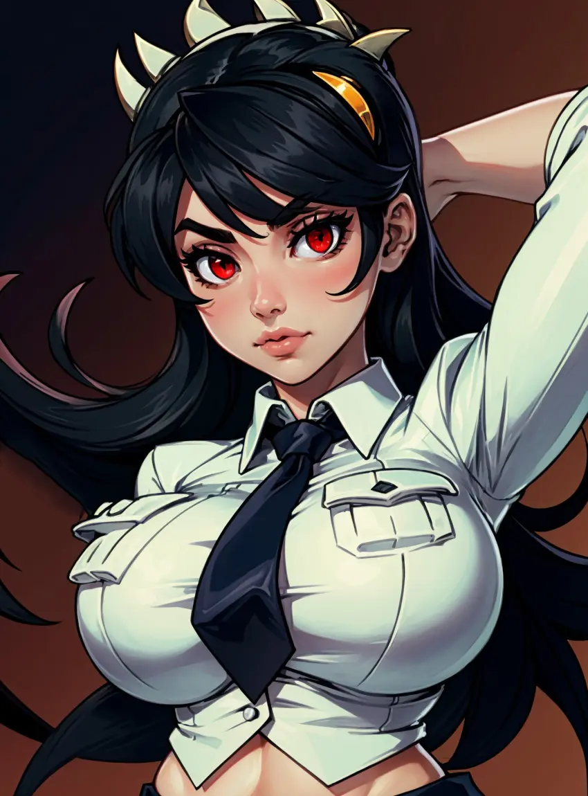 Image female,looking_at_viewer,ai_generated,video_games,skullgirls,makimass_ai,filia_(skullgirls)