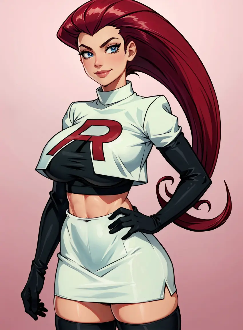 Image female,looking_at_viewer,pokemon,ai_generated,jessie_(pokemon),makimass_ai