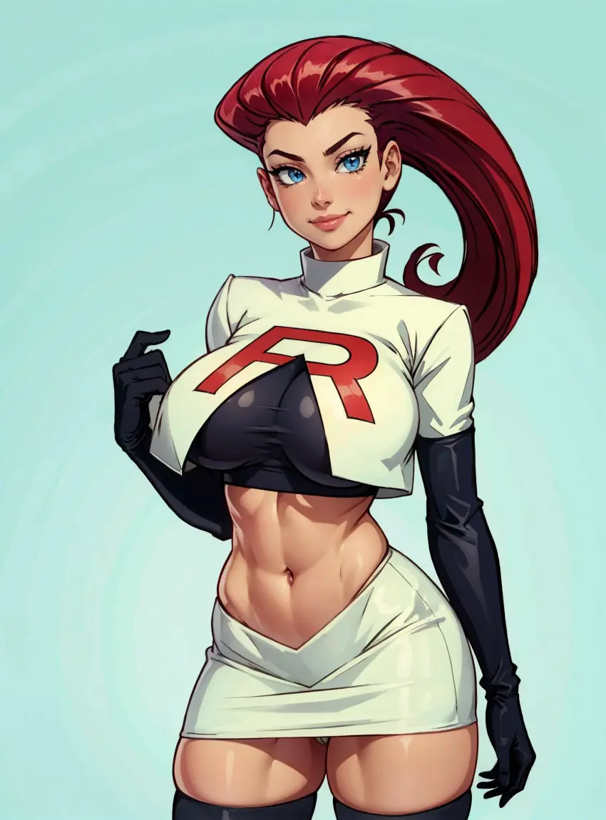 Image female,looking_at_viewer,pokemon,ai_generated,jessie_(pokemon),makimass_ai