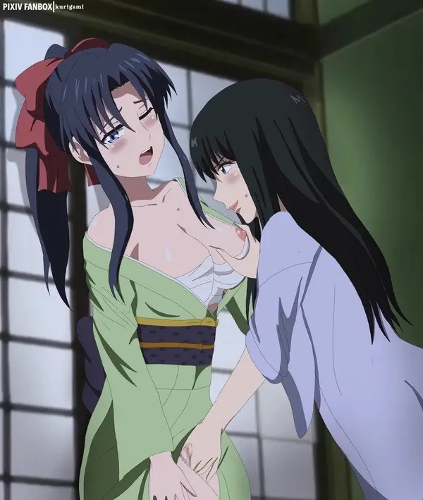 Image blush,breasts,female,human,large_breasts,long_hair,nipples,2girls,black_hair,blue_eyes,blue_hair,pussy,ponytail,pale-skinned_female,hair_ribbon,censored,pale_skin,shounen_jump,yuri,fingering,rape,kimono,fingering_partner,japanese_clothes,traditional_clothes,sarashi,sash,kaoru_kamiya,kurigami,megumi_takani,rurouni_kenshin