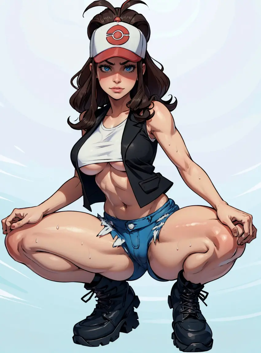 Image female,looking_at_viewer,pokemon,ai_generated,video_games,hilda_(pokemon),makimass_ai