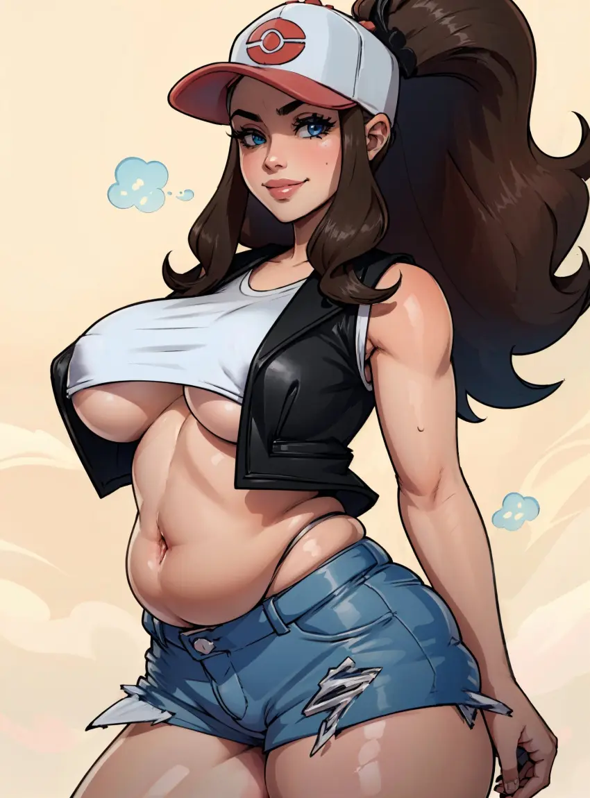 Image female,looking_at_viewer,pokemon,ai_generated,video_games,hilda_(pokemon),makimass_ai