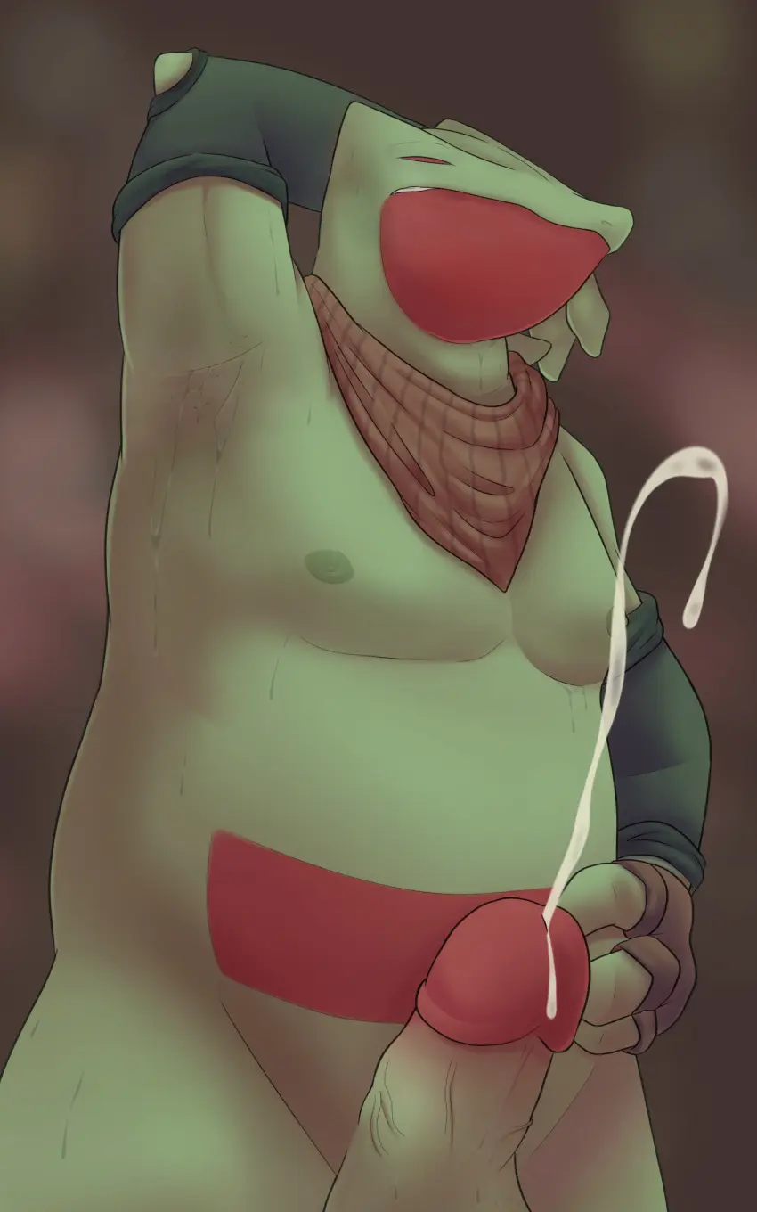 Image clothed,clothing,hi_res,solo,cum,gloves,male,penis,pokemon,pokemon_(species),humanoid,male/male,arms_above_head,anthro,absurd_res,ejaculation,nintendo,genital_fluids,bodily_fluids,genitals,armpit_fetish,reptile,scalie,cumshot,hands_behind_back,handwear,generation_3_pokemon,lizard,lizathgrovyle,sceptile,armmpits