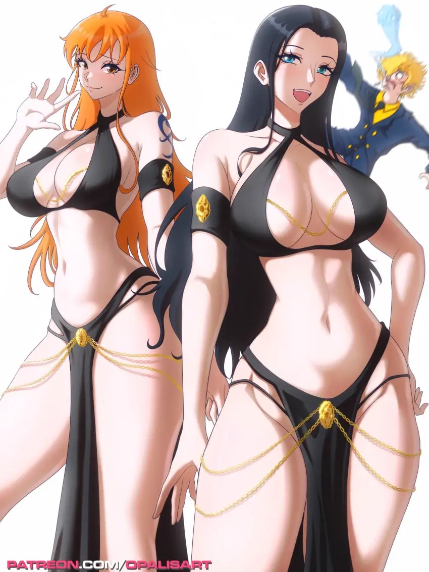 Image big_breasts,blush,breasts,female,hi_res,large_breasts,light-skinned_female,light_skin,long_hair,looking_at_viewer,1boy,2girls,black_hair,blue_eyes,male,short_hair,thick_thighs,one_piece,orange_eyes,bare_shoulders,bare_thighs,color,nami_(one_piece),orange_hair,post-timeskip,tattoo,male/female,tagme,blonde_hair,dress,shounen_jump,nosebleed,yomorio_lingerie,bare_legs,vinsmoke_sanji,nico_robin,inner_sideboob,pelvic_line,harem_outfit,opalisart