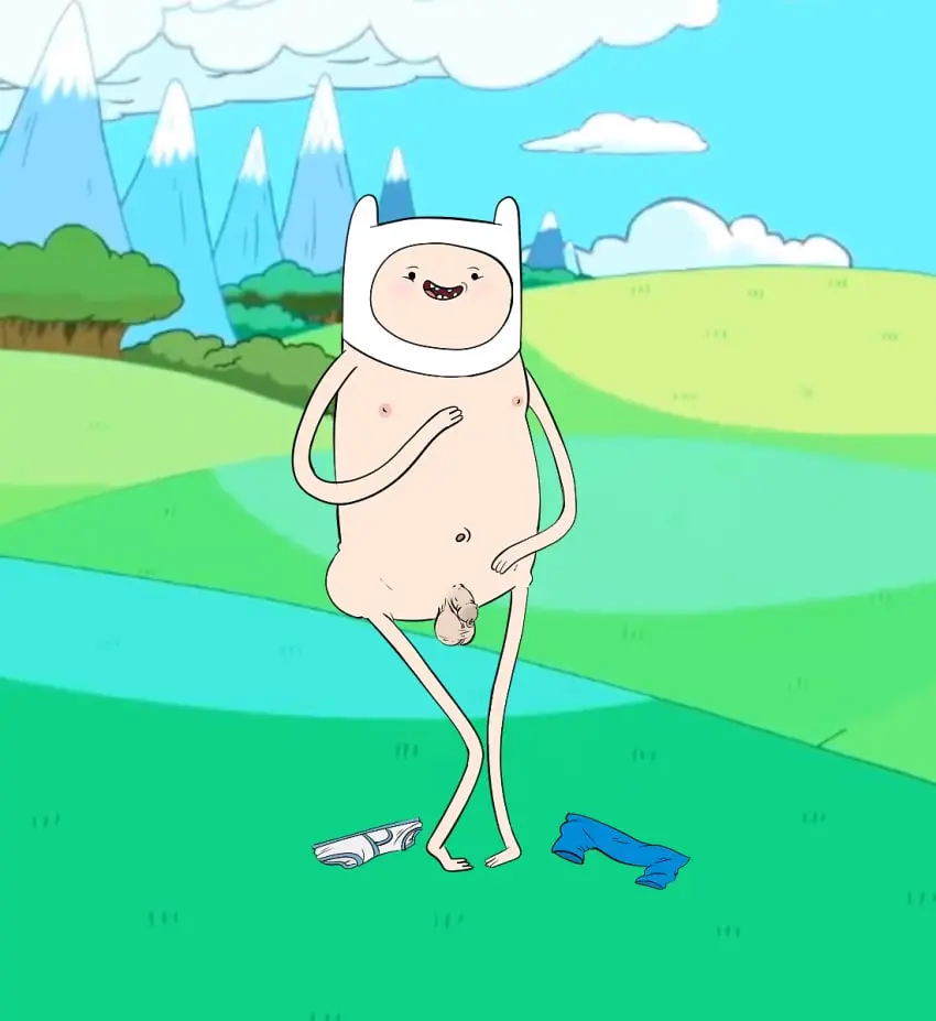 Image blush,pants,male,nude,penis,background,underwear,big_penis,smiling,male_only,solo_focus,balls,nude_male,naked,accurate_art_style,big_balls,foreskin,uncircumcised,young,uncut,solo_male,toony,adventure_time,cartoon_network,finn_the_human,exhibitionism,big_head