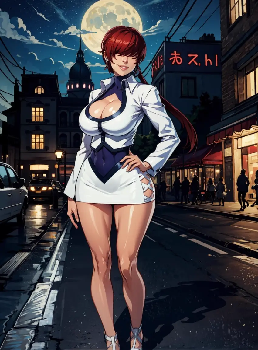 Image female,looking_at_viewer,ai_generated,video_games,king_of_fighters,makimass_ai,shermie_(kof)