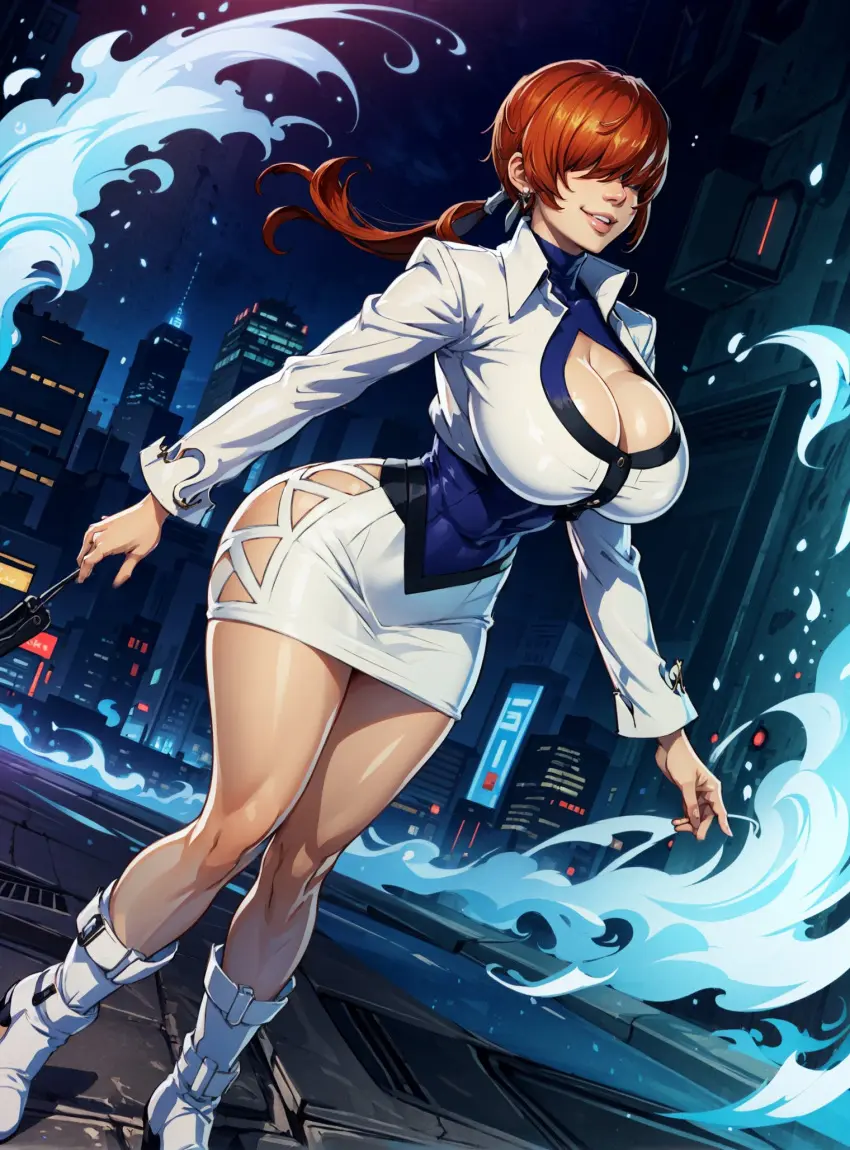 Image female,looking_at_viewer,ai_generated,video_games,king_of_fighters,makimass_ai,shermie_(kof)