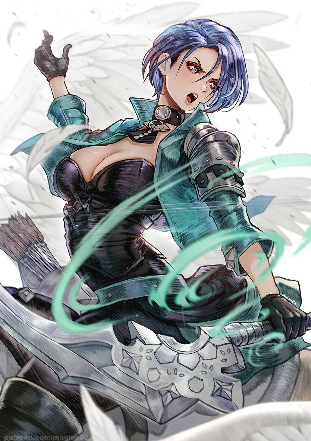 Image 1girls,breasts,female,female_only,large_breasts,long_sleeves,open_mouth,pants,solo,blue_hair,gloves,short_hair,choker,athletic,cleavage,riding,purple_eyes,looking_down,nintendo,jacket,fire_emblem,fire_emblem:_three_houses,angry,athletic_female,weapon,tomboy,goth,goth_girl,horse,pegasus,bow_(weapon),gothic,horseback_riding,arrow_(projectile),quiver,magion02,shamir_nevrand