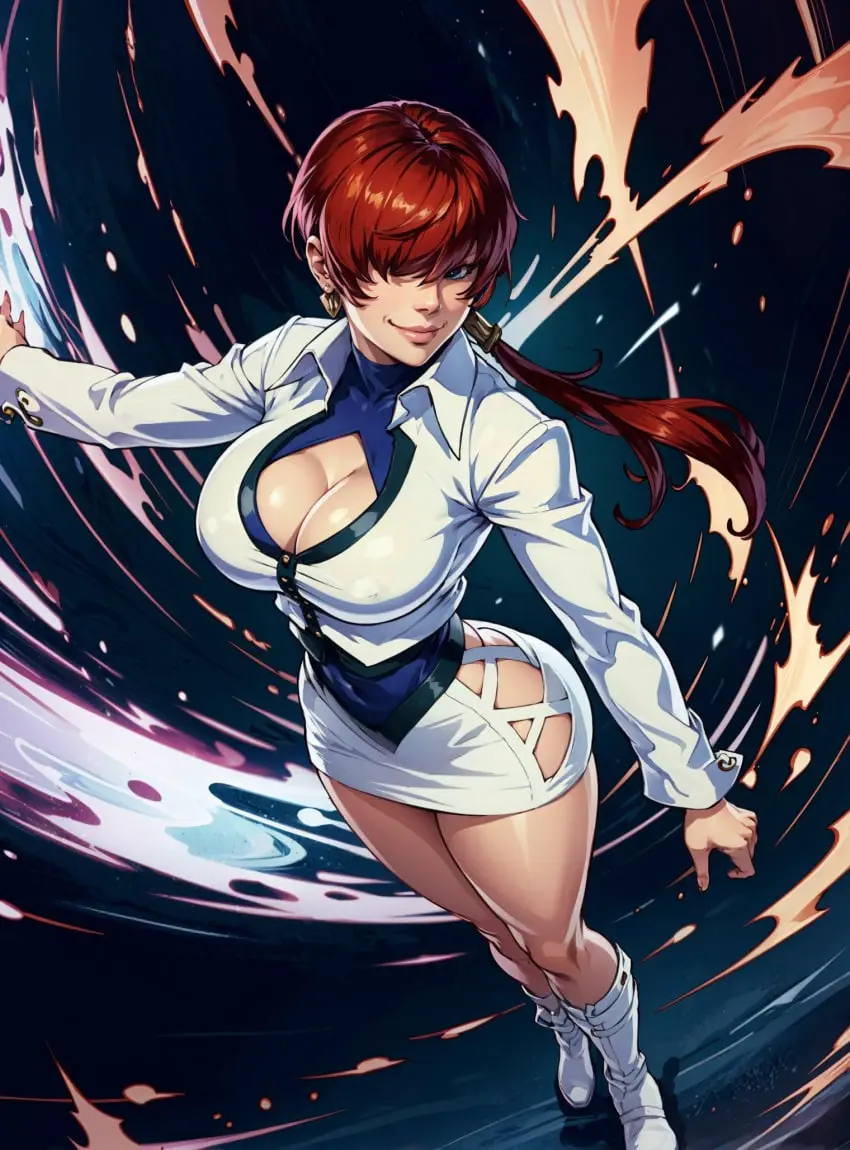 Image female,looking_at_viewer,ai_generated,video_games,king_of_fighters,makimass_ai,shermie_(kof)