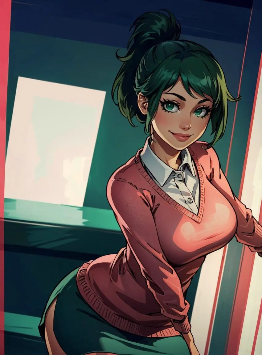 Image female,looking_at_viewer,ai_generated,my_hero_academia,inko_midoriya,makimass_ai