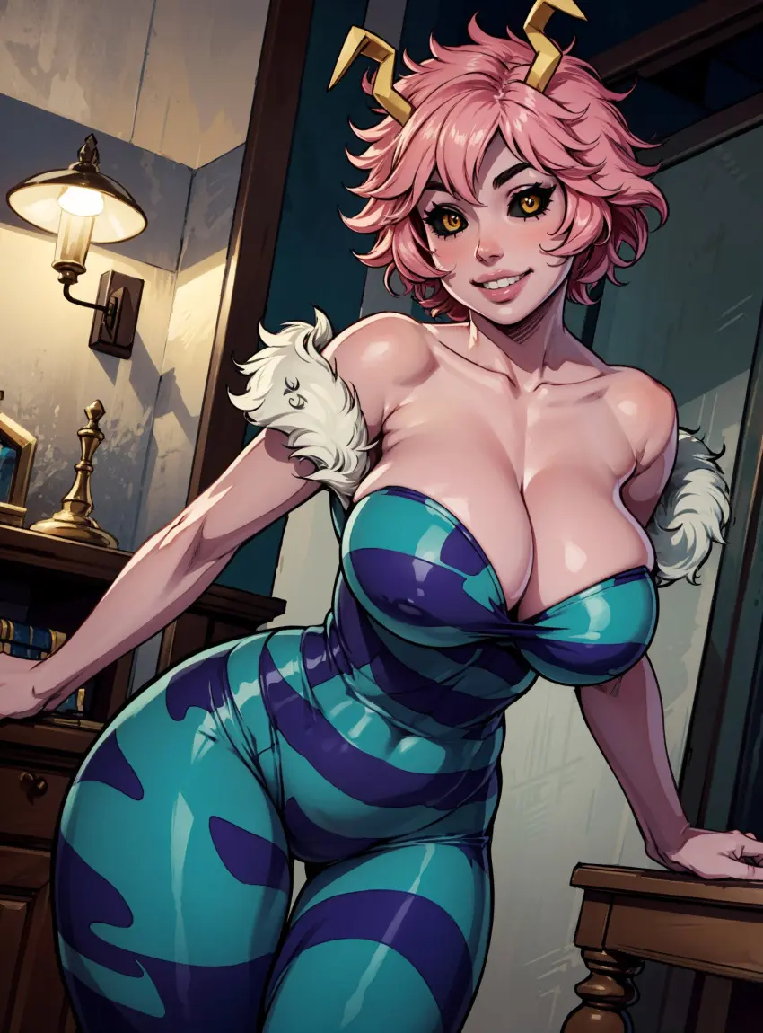 Image female,looking_at_viewer,ai_generated,my_hero_academia,leotard,mina_ashido,makimass_ai
