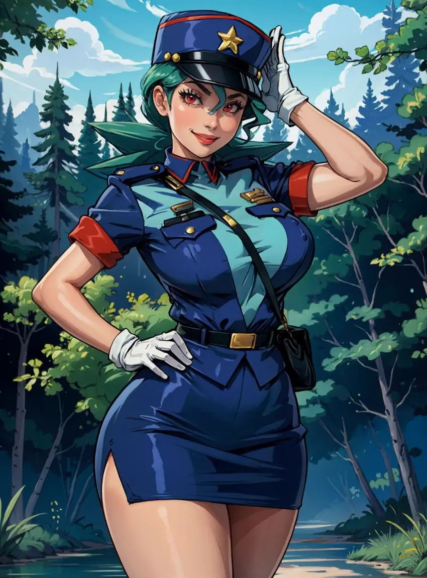 Image 1girls,female,female_only,human,looking_at_viewer,solo,pokemon,ai_generated,makimass_ai,officer_jenny_(pokemon)