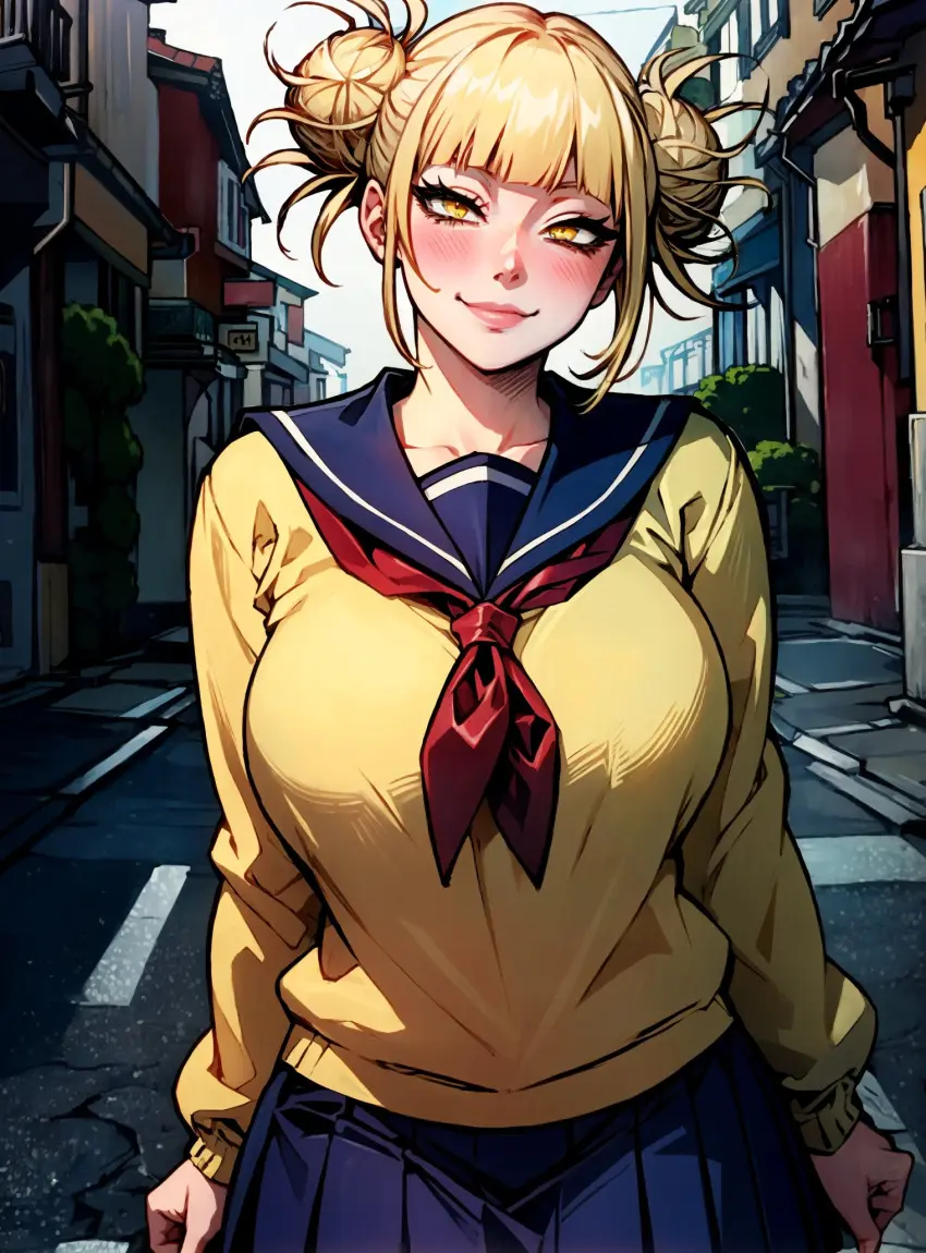 Image female,looking_at_viewer,ai_generated,my_hero_academia,himiko_toga,makimass_ai