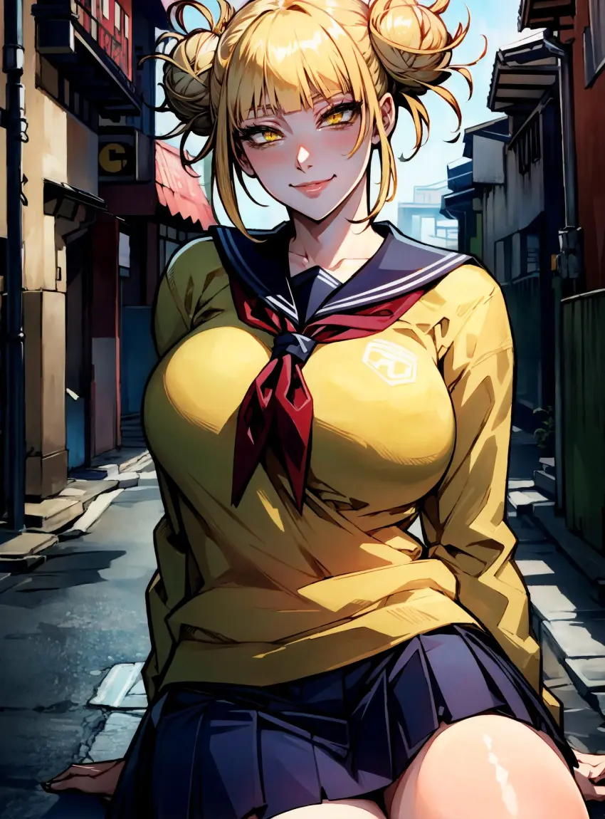 Image female,looking_at_viewer,ai_generated,my_hero_academia,himiko_toga,makimass_ai