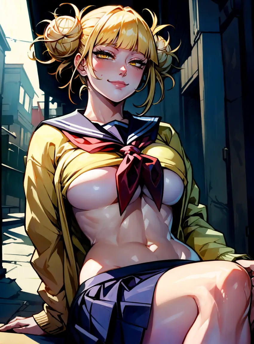 Image female,looking_at_viewer,ai_generated,my_hero_academia,himiko_toga,makimass_ai