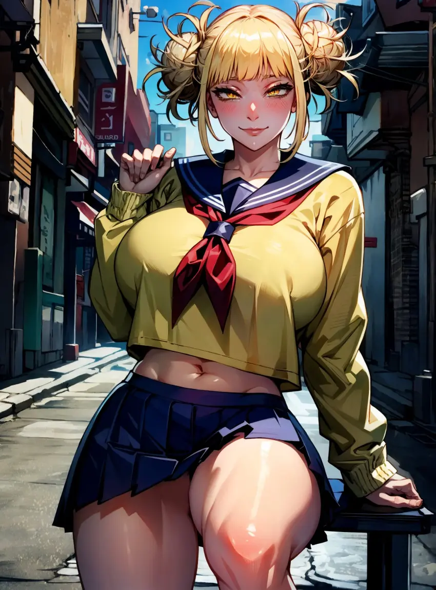 Image female,looking_at_viewer,ai_generated,my_hero_academia,himiko_toga,makimass_ai