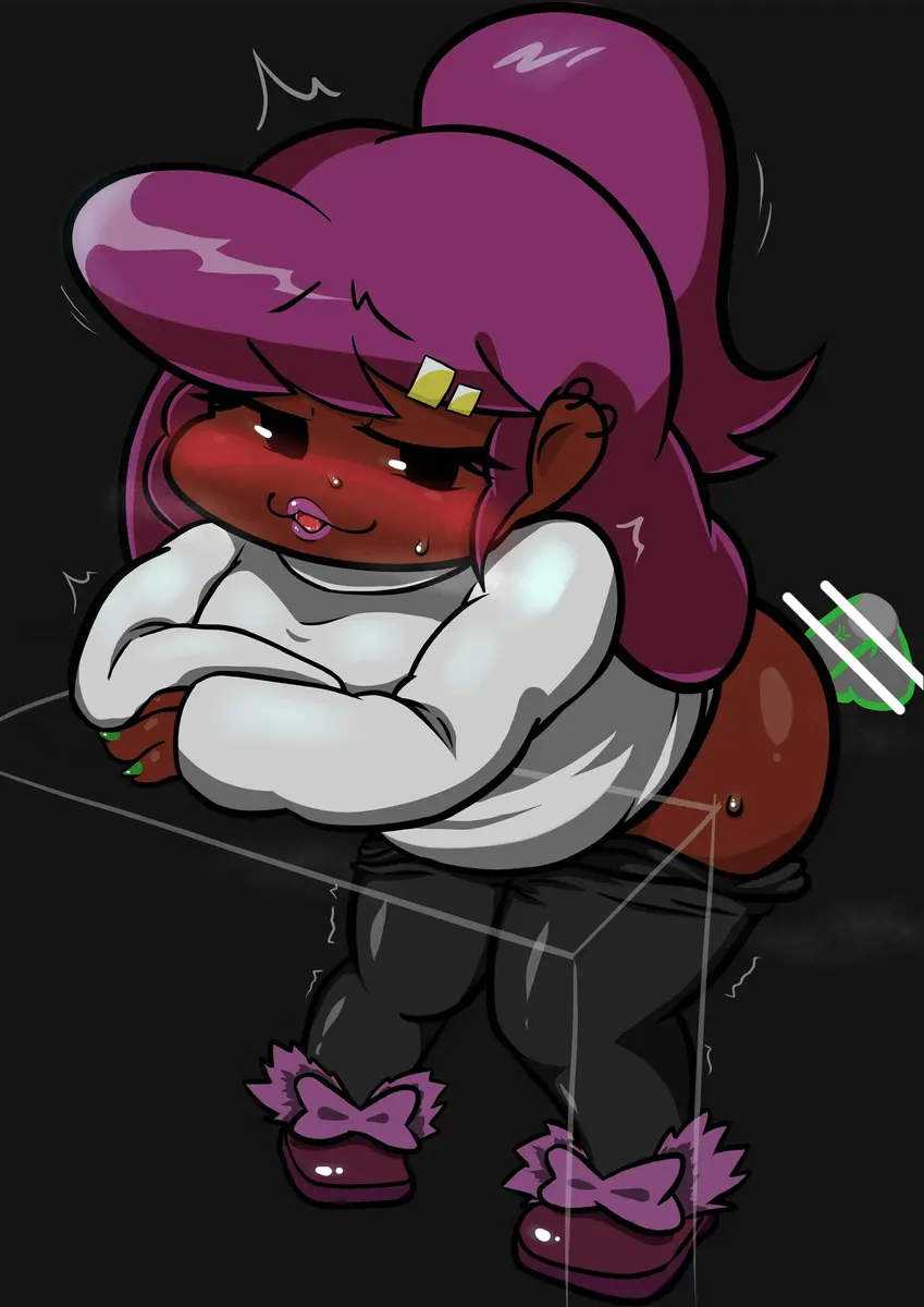 Image 1girls,blush,female,penis,sweat,ass,bubble_ass,bubble_butt,thick_thighs,ponytail,dark_skin,wide_hips,white_clothing,pink_hair,ahe_gao,dark-skinned_female,purple_hair,friday_night_funkin,friday_night_funkin_mod,trans_woman,transfem,girlfriend_(friday_night_funkin),b3_gf_(blazethewolf55),shaya_dearest