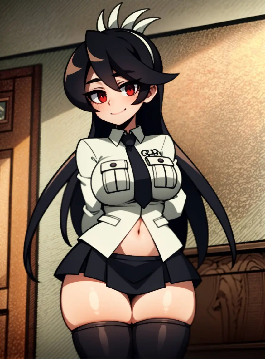 Image female,looking_at_viewer,ai_generated,video_games,skullgirls,makimass_ai,filia_(skullgirls)