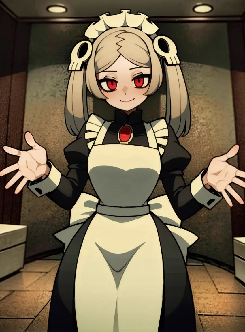 Image female,looking_at_viewer,ai_generated,video_games,skullgirls,makimass_ai,bloody_marie,marie_korbel