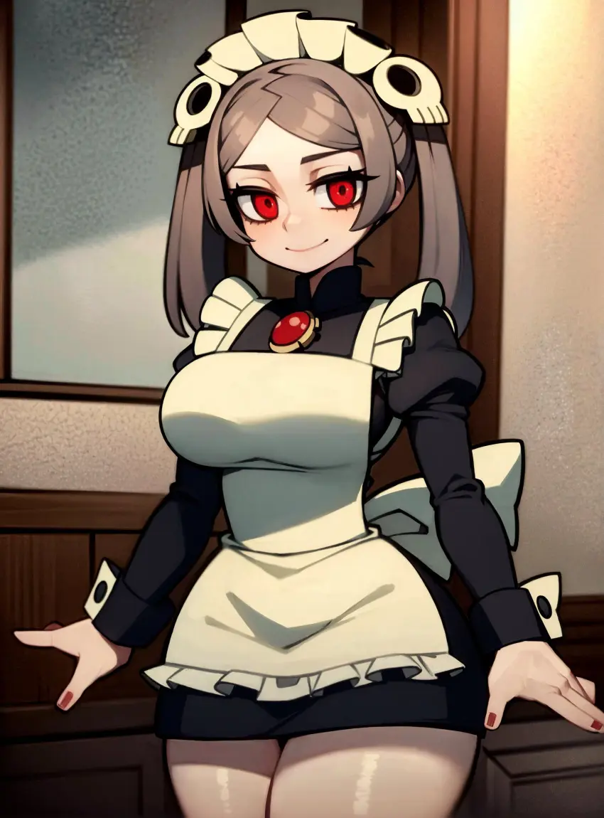 Image female,looking_at_viewer,ai_generated,video_games,skullgirls,makimass_ai,bloody_marie,marie_korbel
