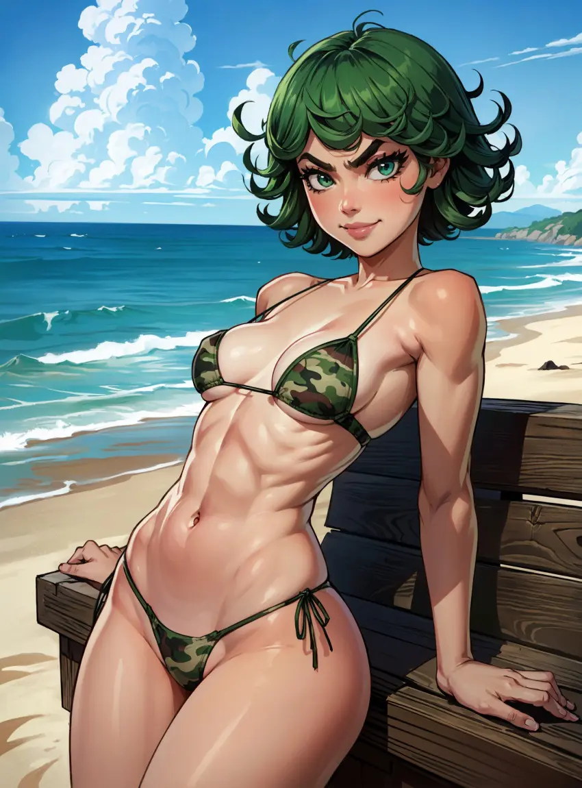 Image 1girls,female,female_only,looking_at_viewer,solo,ai_generated,green_hair,one-punch_man,tatsumaki,makimass_ai