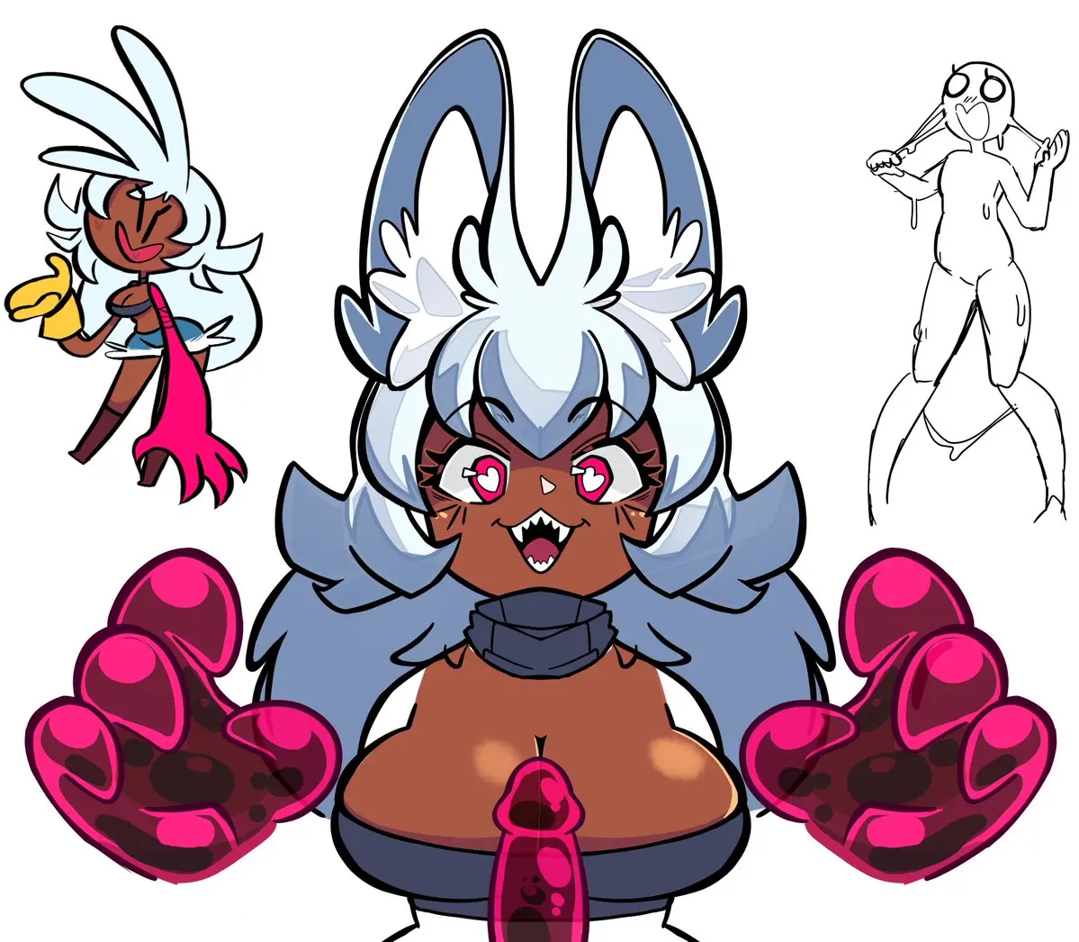 Image big_breasts,breasts,clothed,clothing,female,grey_hair,long_hair,looking_at_viewer,open_mouth,simple_background,smile,standing,white_background,white_hair,gloves,penis,2021,big_hair,humanoid,cleavage,digital_drawing_(artwork),digital_media_(artwork),eyebrows,eyelashes,open_smile,teeth,hair,pink_eyes,animal_humanoid,pose,sharp_teeth,canid,canine,footwear,genitals,mammal,shorts,5_fingers,canine_humanoid,4_fingers,fingers,mammal_humanoid,tuft,topwear,handwear,brown_body,heart_symbol,grey_clothing,bottomwear,brown_skin,canid_humanoid,raised_eyebrows,heart_eyes,inner_ear_fluff,heart_pupils,goo_creature,goo_humanoid,multiple_poses,yellow_clothing,yellow_gloves,yellow_handwear,hotpants,grey_ears,white_inner_ear_fluff,slime_penis,qwerty_soda,brown_face,grey_neckwear,grey_topwear